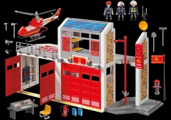 Héros Du Quotidien|Action & Aventure|PLAYMOBIL Caserne de pompiers avec hélicoptère