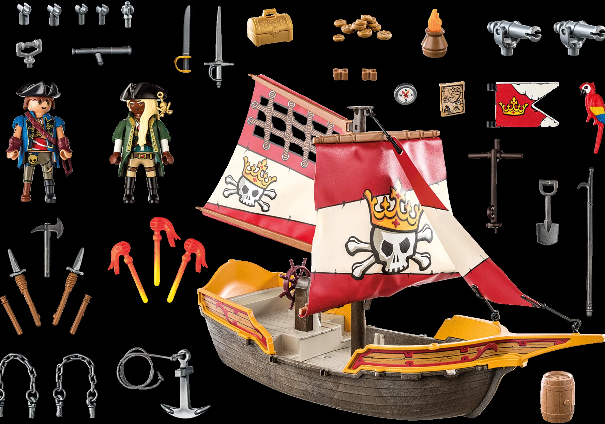 Action & Aventure|PLAYMOBIL Chaloupe avec 2 pirates et canons
