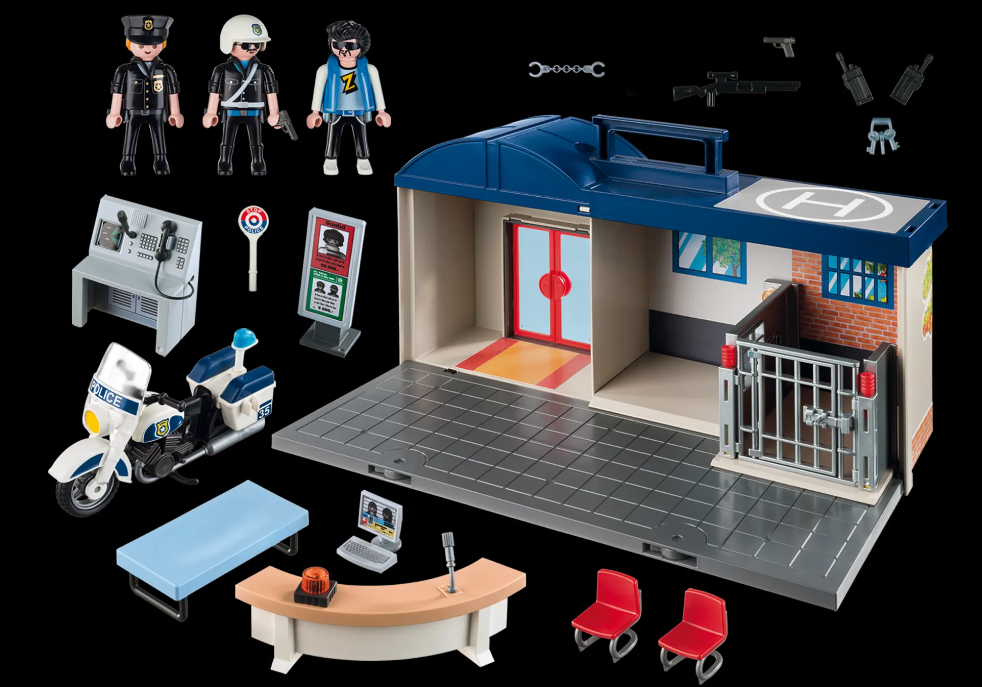 Action & Aventure|Action Heroes|PLAYMOBIL Commissariat de Police Transportable