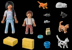 La Vie Quotidienne|Les Animaux|PLAYMOBIL Famille de chats avec femme et enfant