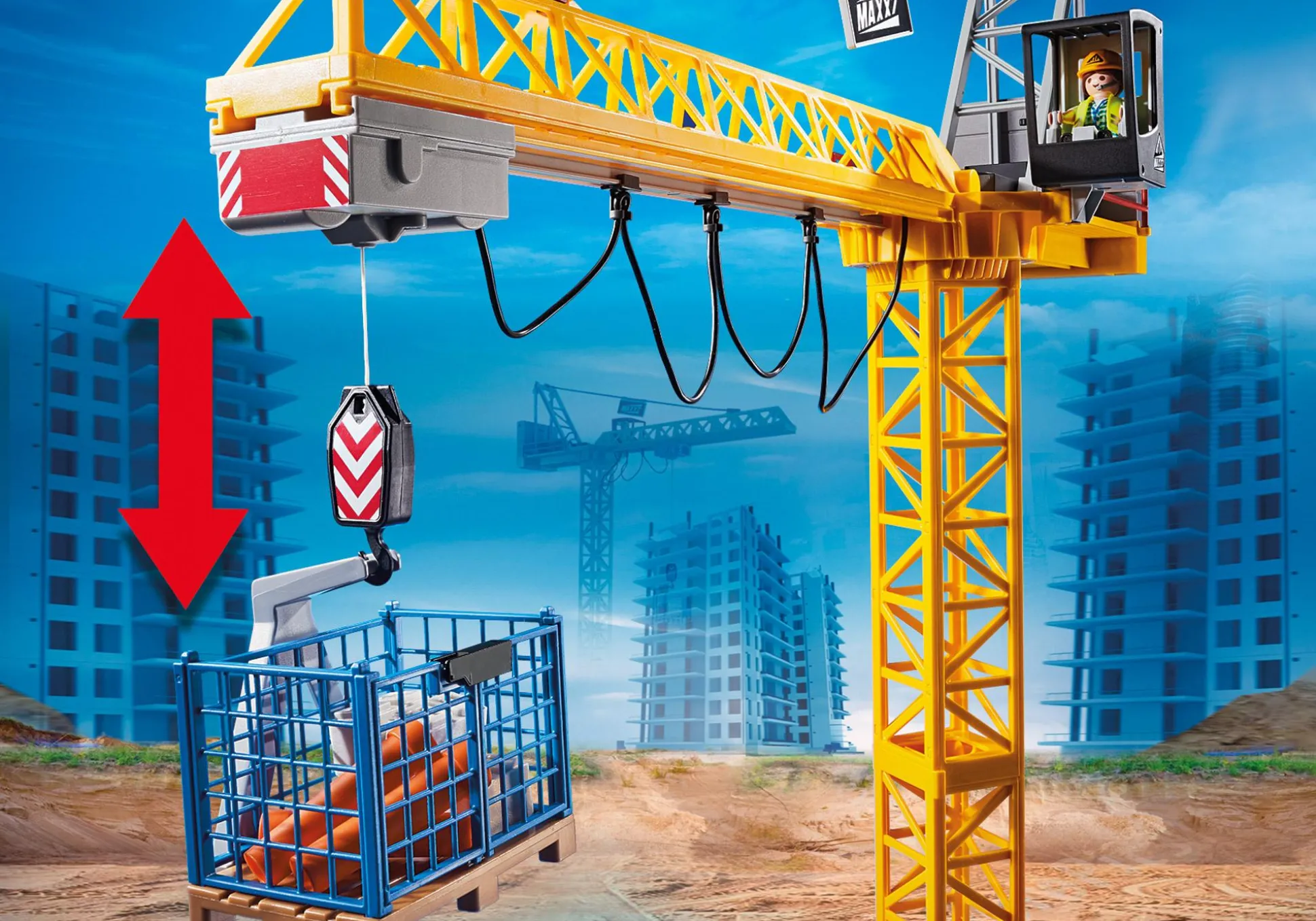 Action & Aventure|Héros Du Quotidien|PLAYMOBIL Grue radio-commandée avec mur de construction