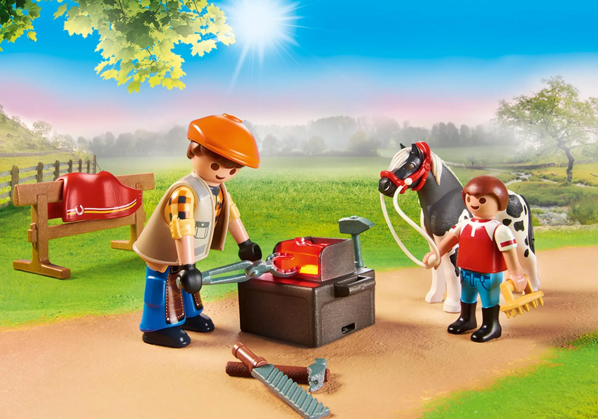 Les Animaux|PLAYMOBIL Maréchal-ferrant et véhicule