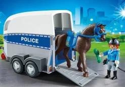 Héros Du Quotidien|Action & Aventure|PLAYMOBIL Policière avec cheval et remorque