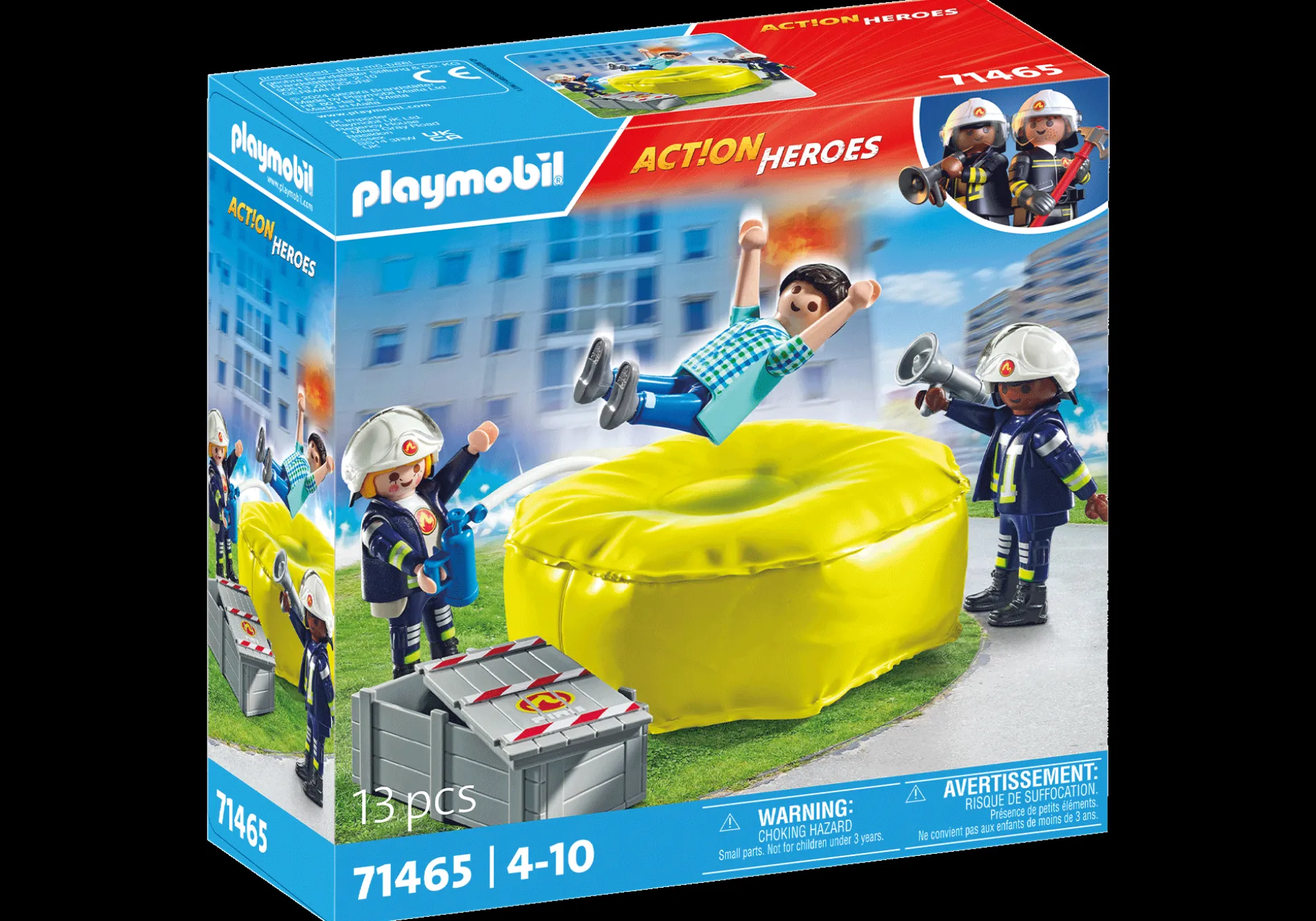 Héros Du Quotidien|Action & Aventure|PLAYMOBIL Pompiers avec coussin de sauvetage