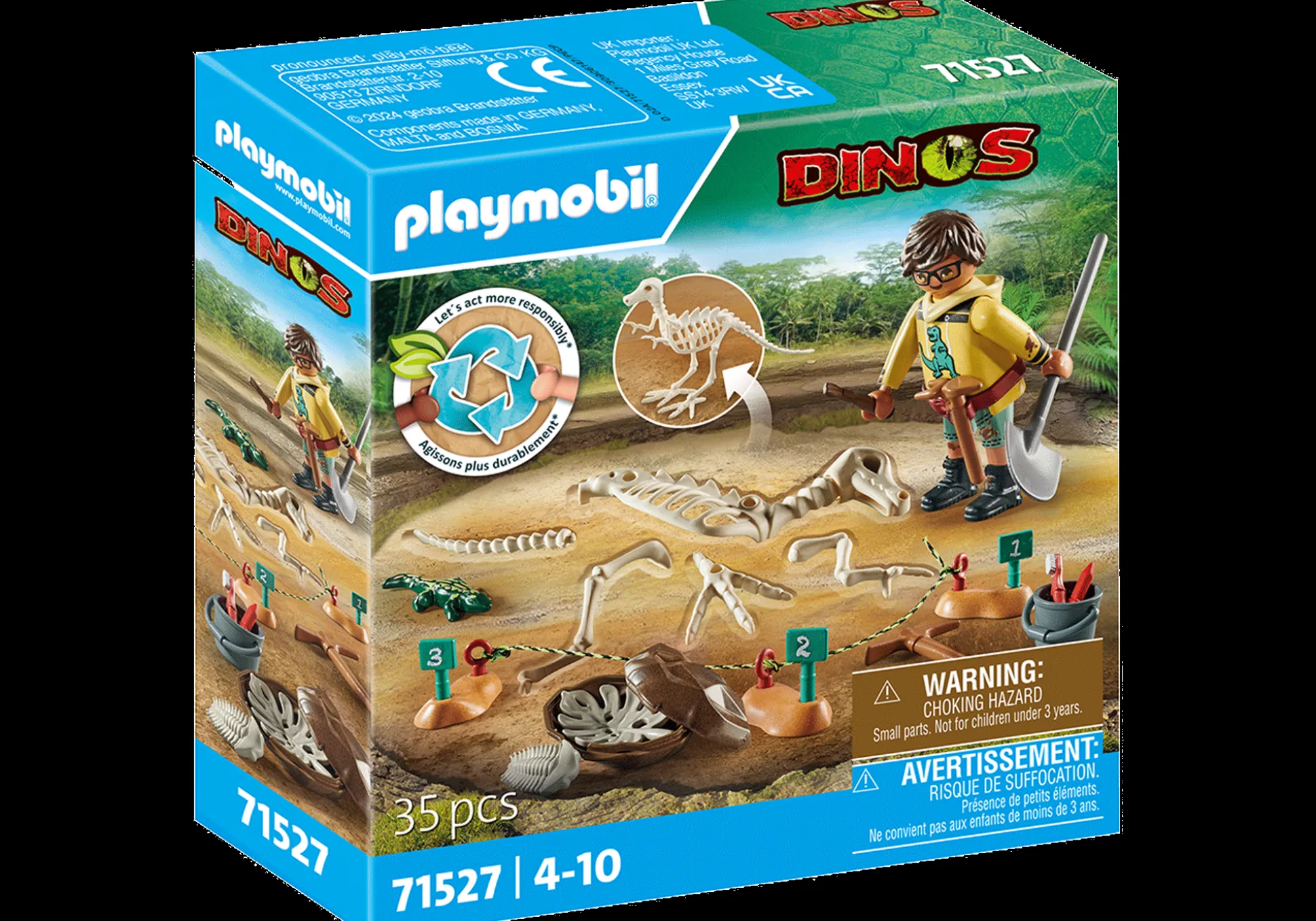 Imaginaire|Dinos & Dragons|PLAYMOBIL Site archéologique avec squelette de dinosaure