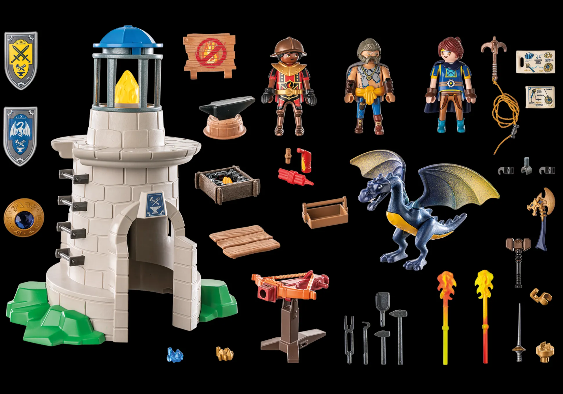 Imaginaire|Action & Aventure|PLAYMOBIL Tourelle des chevaliers de Novelmore avec dragon