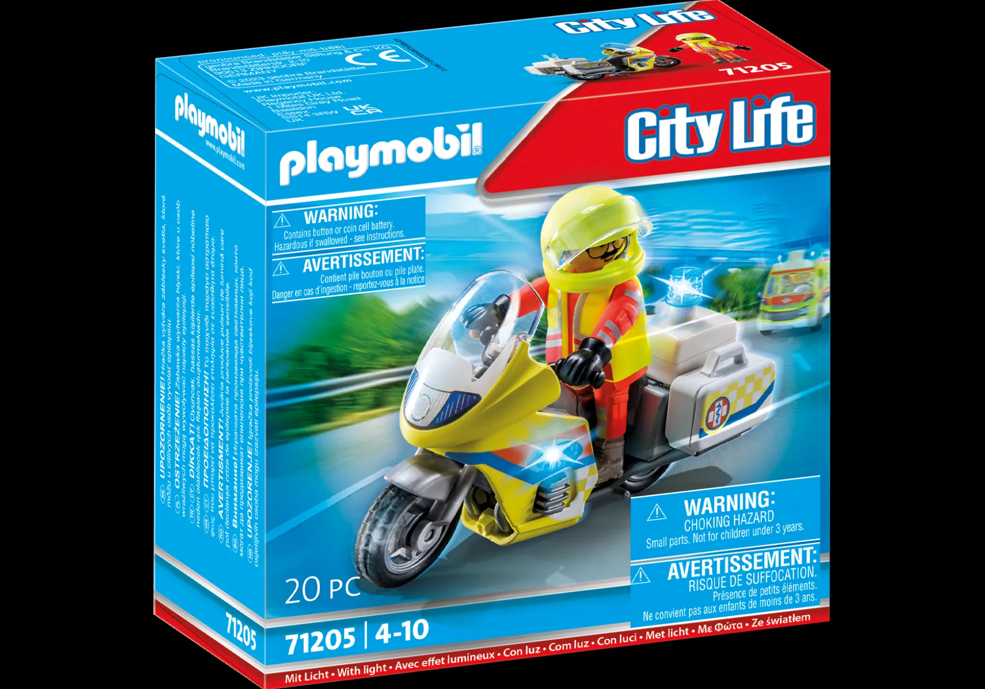 Héros Du Quotidien|My Life|PLAYMOBIL Urgentiste avec moto et effet lumineux
