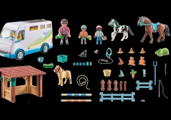 Les Animaux|PLAYMOBIL Van pour cheval et poneys avec enclos